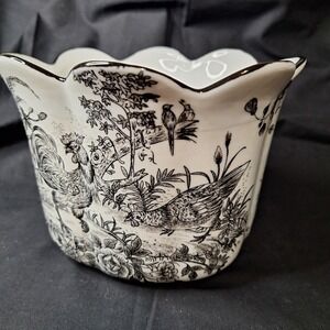 Early 1900's English Victorian Toile Transferware Jardiniere Garden Planter